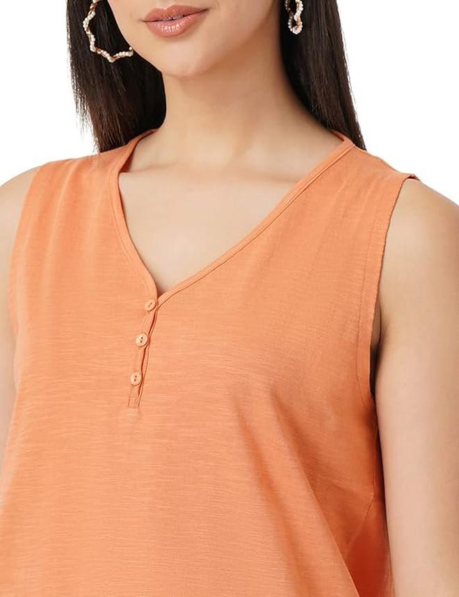 fyltr Women's 100% Cotton SleevelessV-Neck Regular Fit Top - Image 4